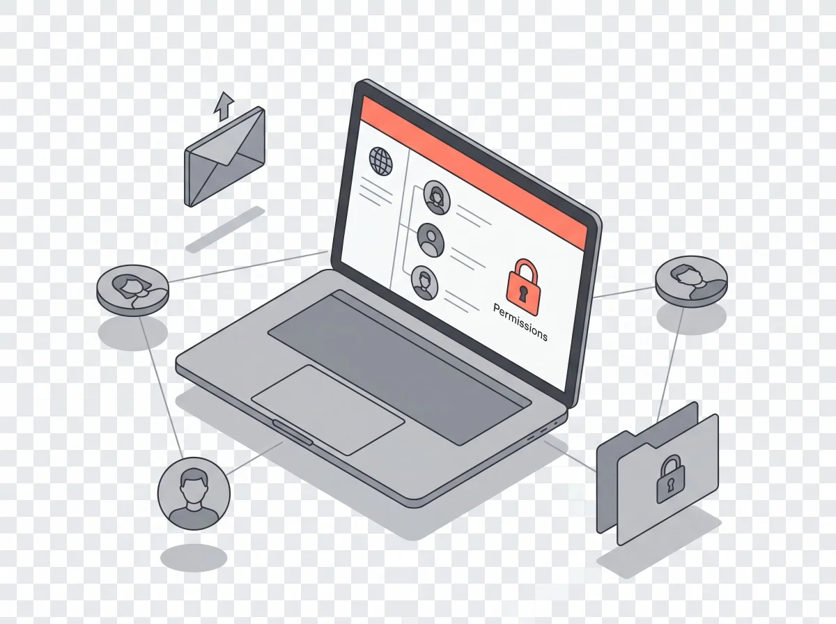 Isometric illustration of a corporate digital workspace with Microsoft 365
